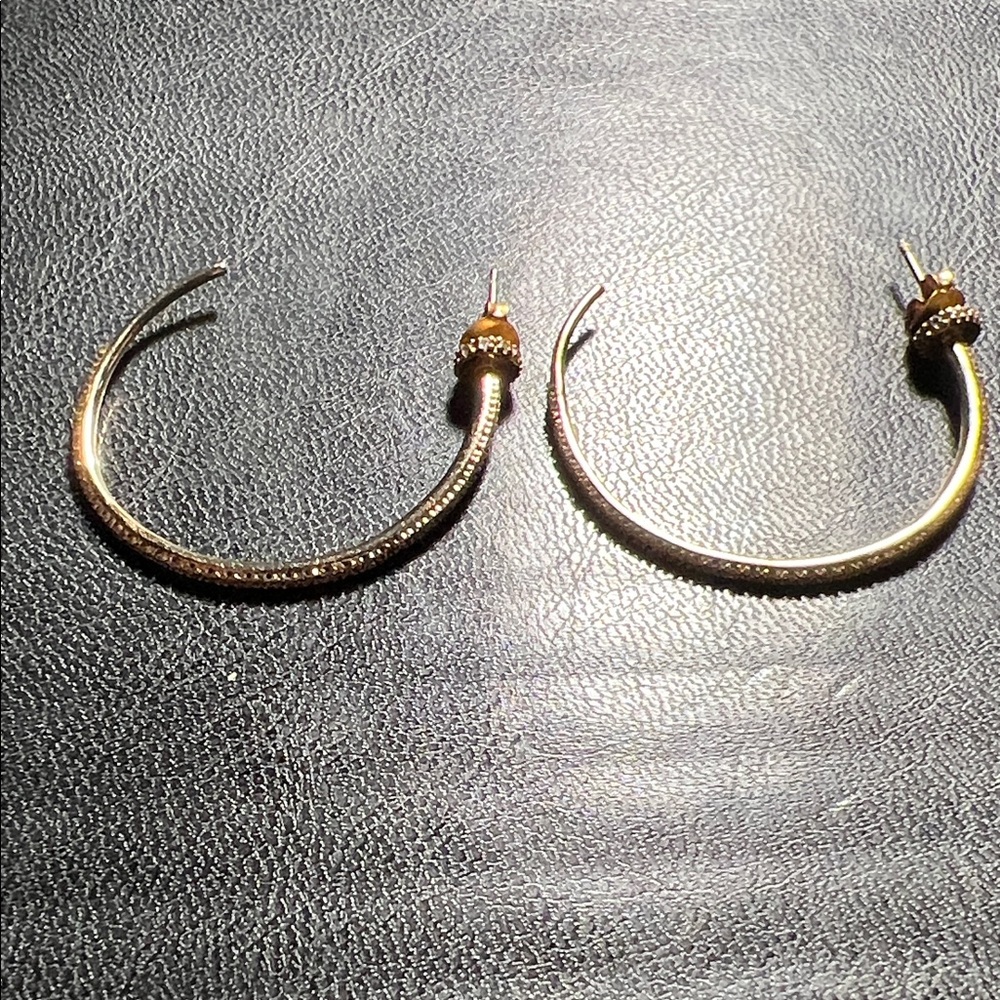 Stella & Dot Gold Textured Hoop Earrings